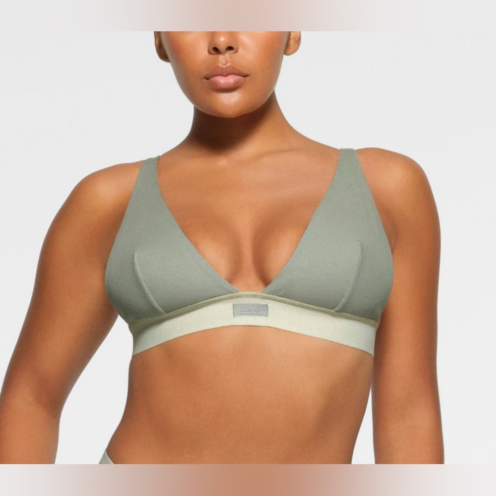 Skims cotton rib plunge bralette